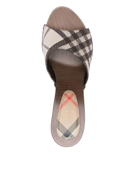 Burberry Gray Checked Studded Sandals