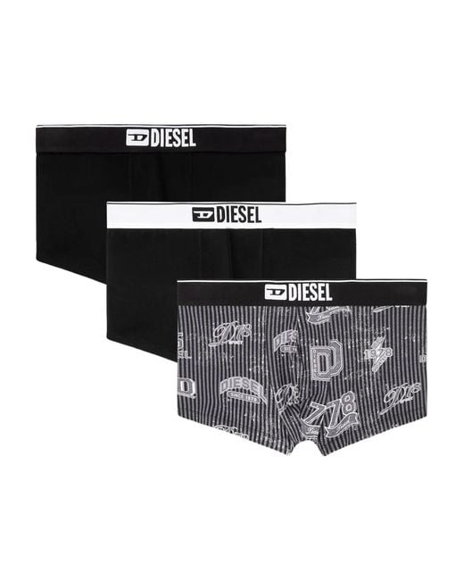 DIESEL Black Damien-D Logo-Waistband Printed Boxers for men