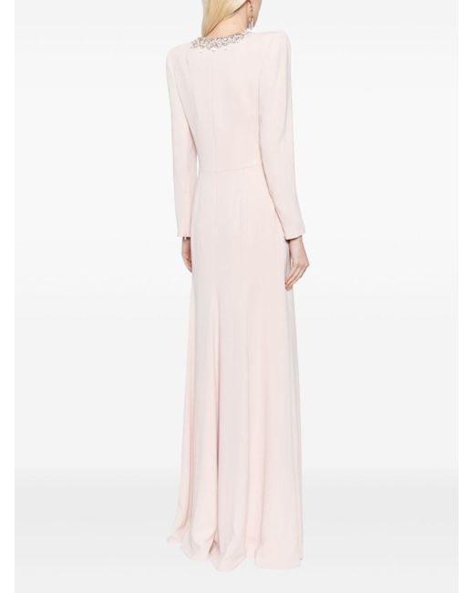 Jenny Packham Pink Plaza Crystal-embellished Gathered Maxi Dress