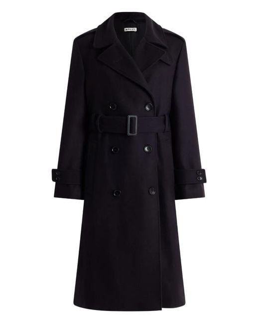 Bally Black Double-Breasted Trench Coat