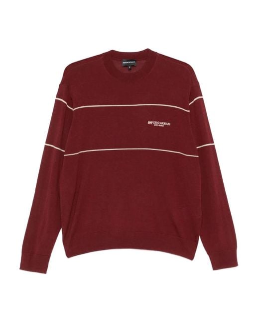 Emporio Armani Red Striped Sweater for men