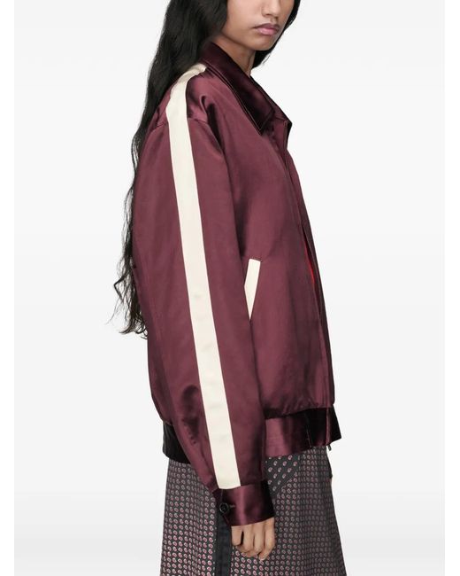 Maison Margiela Purple Stripe-Detail Satin Bomber Jacket