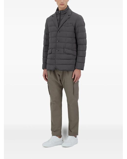 Herno Black Quilted Three-Button Padded Jacket for men