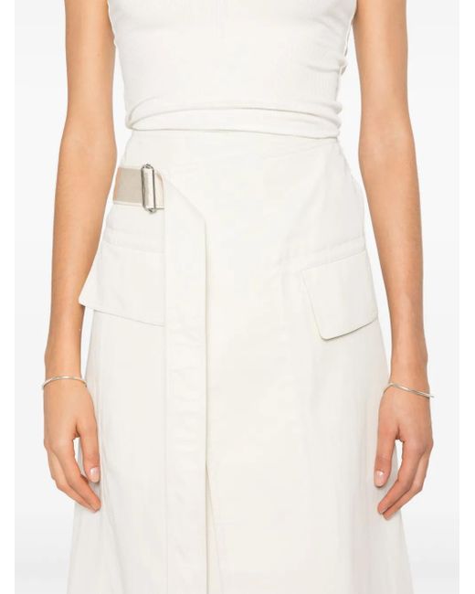 Helmut Lang White Wrap Midi Skirt