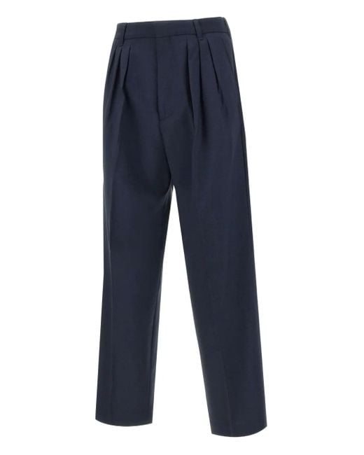 KENZO Blue Pleated Tailored Trousers for men