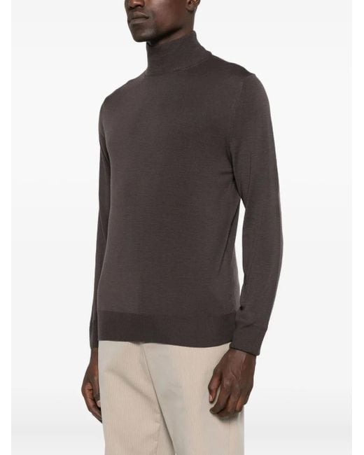 Canali Gray High-Neck Wool Sweater for men