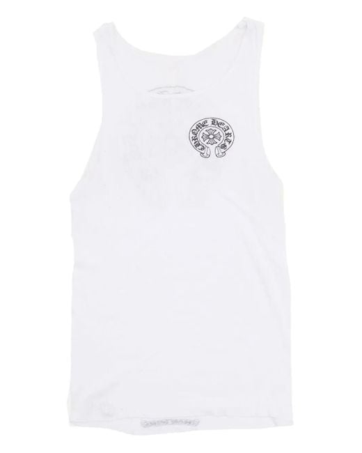 Chrome Hearts Horseshoe-Motif Ribbed Tank Top in White for Men