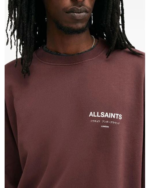 AllSaints Red Underground Logo-Print Sweatshirt for men