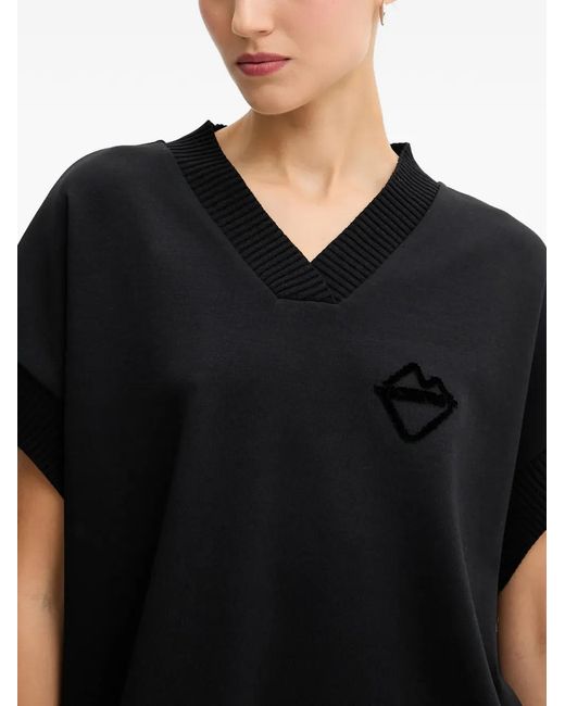 Iceberg Black V-Neck Logo Mini Dress