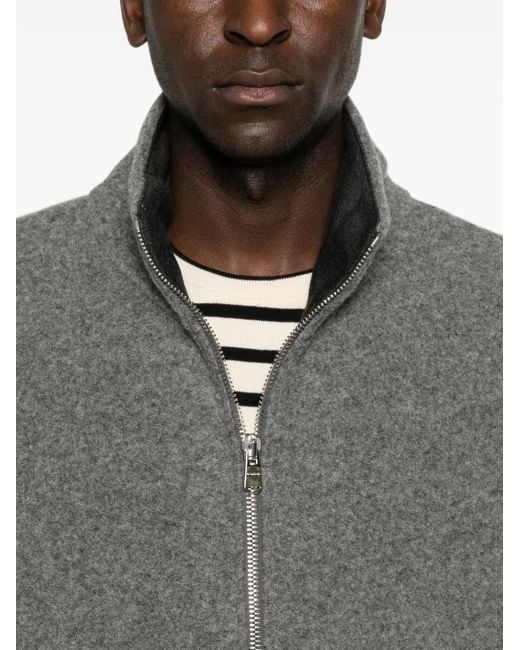 Dondup Gray Zip-Up High-Neck Jacket for men