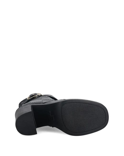 Love Moschino Black Heart-Buckle Heeled Boots