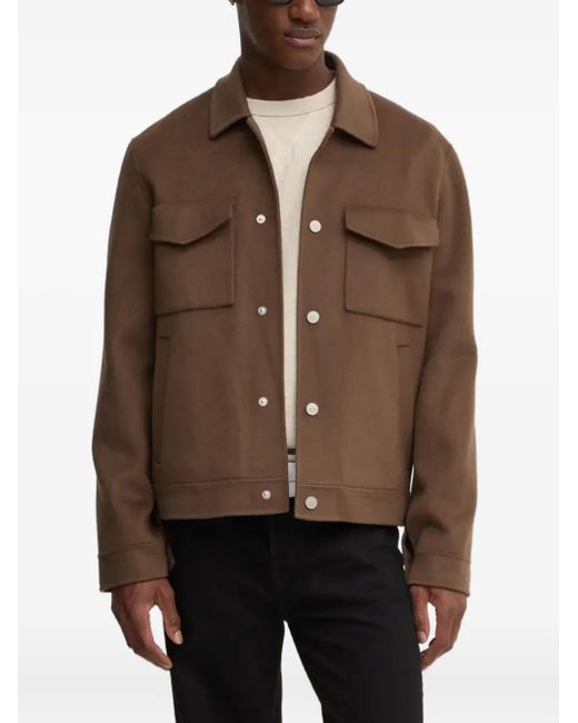 Nanushka Brown Flap-Pocket Wool Jacket for men