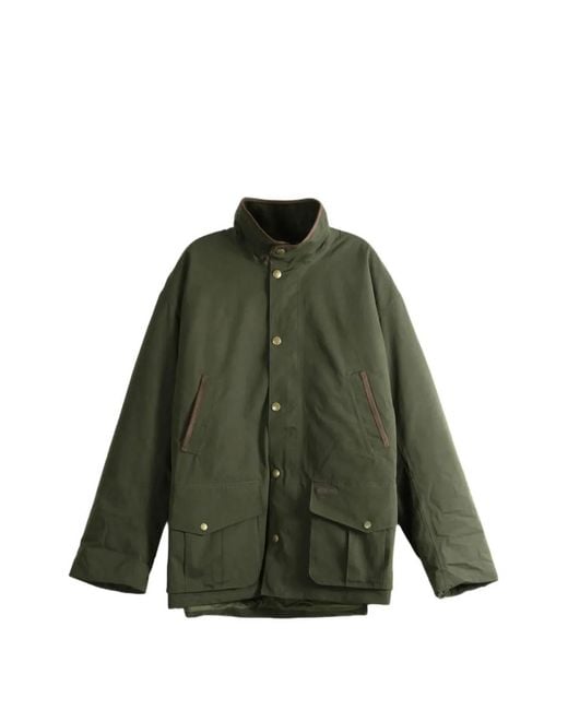 Barbour Green Bromfield High-Neck Press-Stud Jacket for men