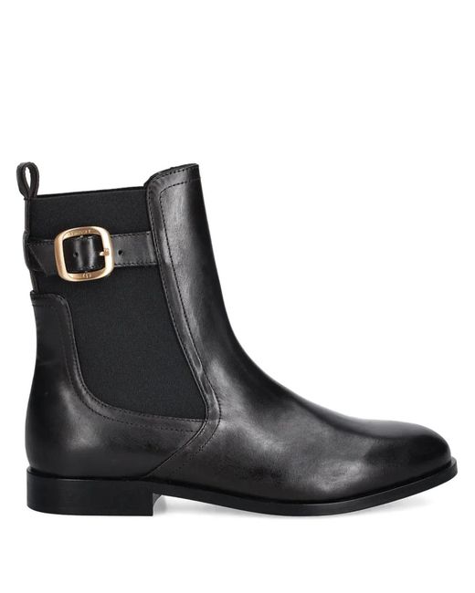 Twinset Black Buckle-Strap Chelsea Boots