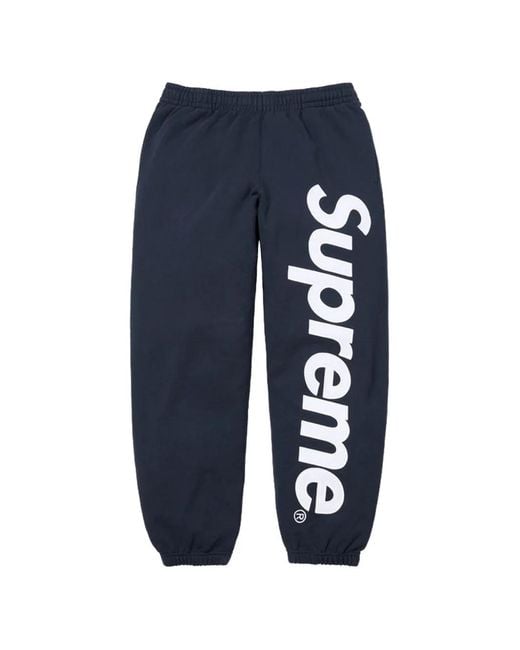 Supreme Blue Satin-Appliqué Track Pants for men
