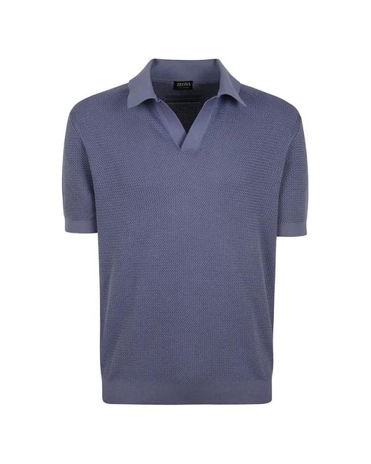 Zegna Blue Cotton T-Shirt for men