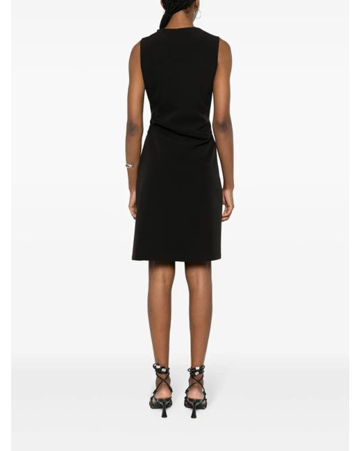 Moschino Black Gathered V-Neck Dress