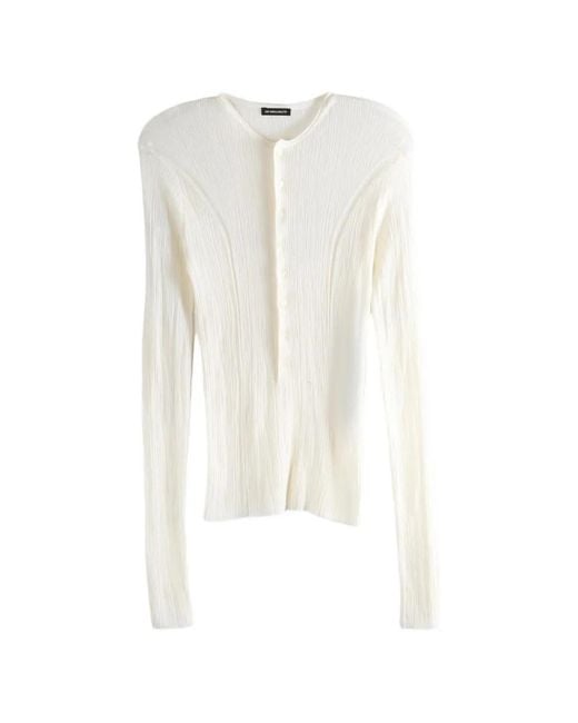 Ann Demeulemeester White Ribbed-Knit Long-Sleeve T-Shirt for men