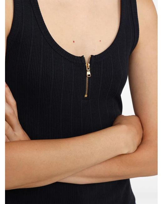 Patou Blue Scoop-Neck Ribbed Tank Top