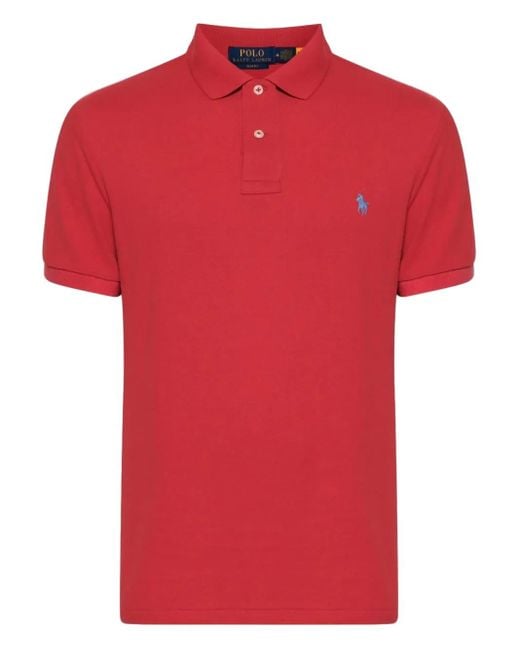 Polo Ralph Lauren Red Ribbed Collar Short-Sleeve Polo Shirt for men