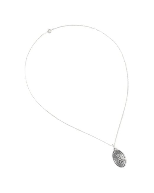 Wacko Maria White Oval Pendant Necklace