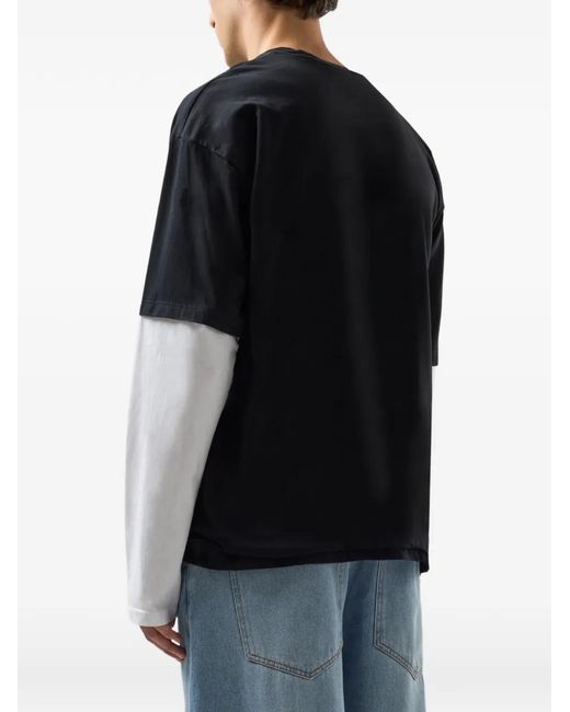 Gcds Black Oversized Logo T-Shirt for men