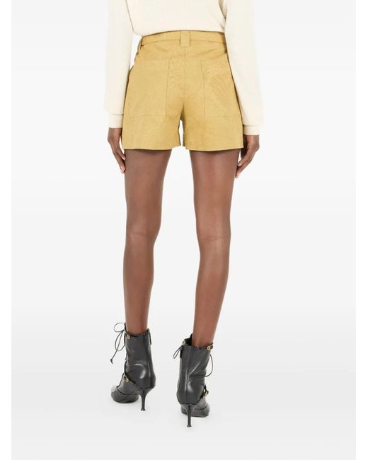 Roberto Cavalli Yellow Gürtel-Shorts Mit Python-Print
