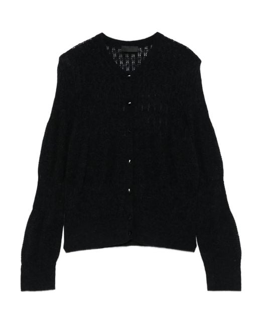 Liu Jo Black Button-Front Open-Knit Cardigan