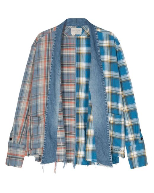 Greg Lauren Blue Gl1 Mixed Plaid Shirt Jacket for men