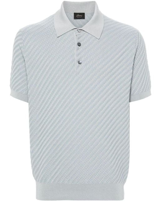 Brioni Blue Short-sleeves Interlock Polo Shirt for men