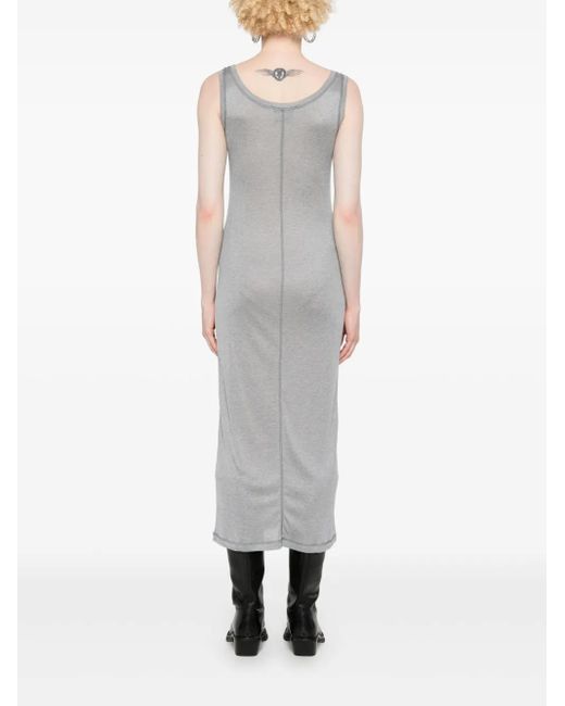 Miu Miu Gray Logo-Patch Dress