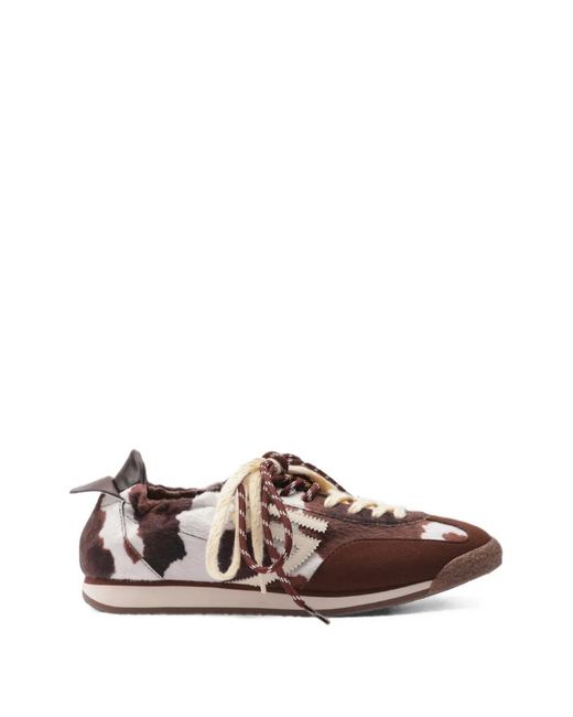 PURAAI Brown Panther Cow-Print Sneakers