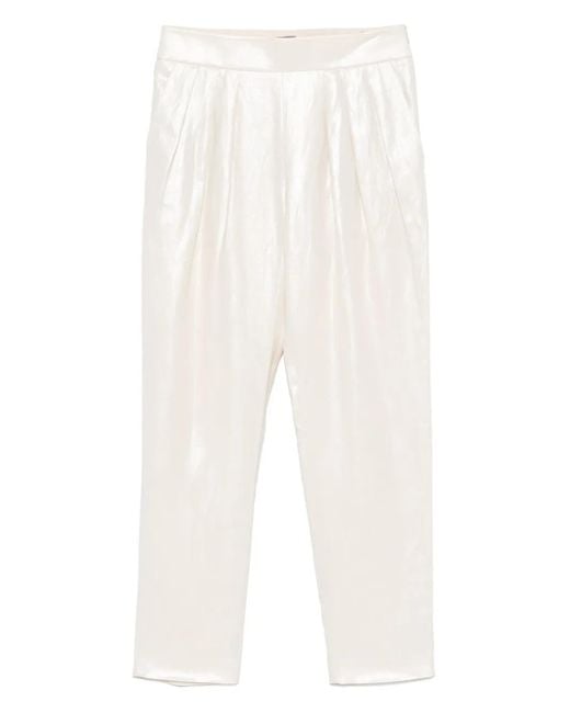 Giorgio Armani White Pleat-Detail Trousers