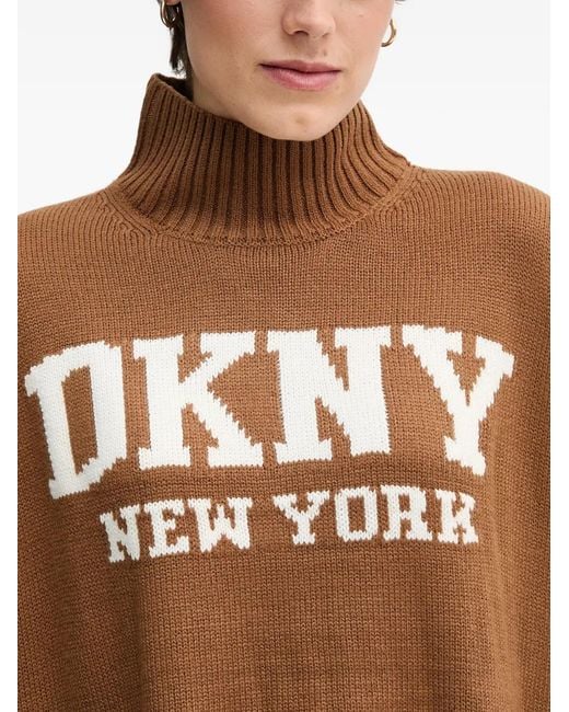 DKNY Black Roll-Neck Logo Sweater