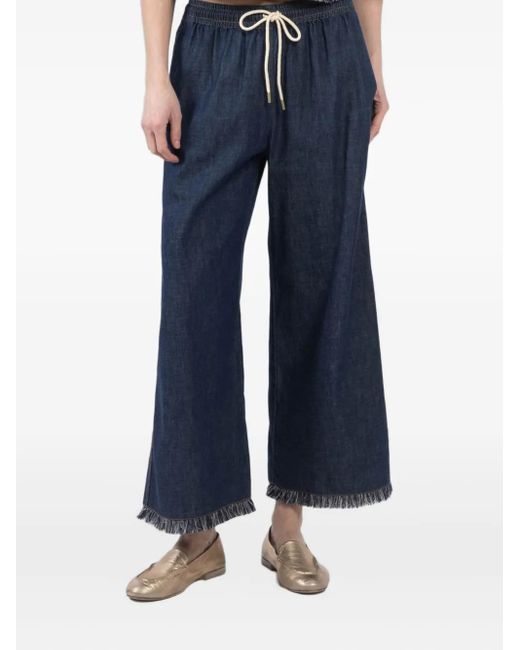 Zimmermann Blue Rhiannon Frayed-Hem Jeans