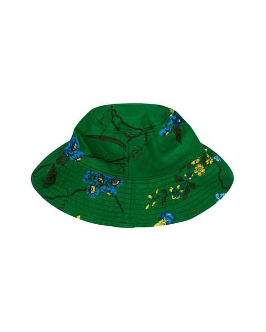 Erdem Green Floral-print Bucket Hat
