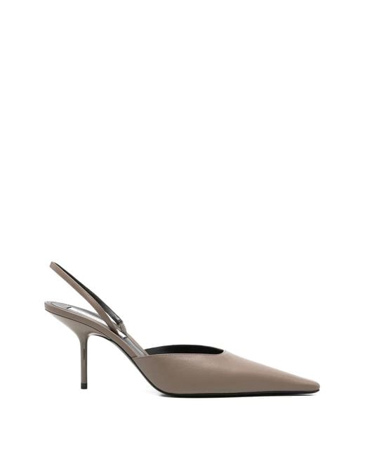 Victoria Beckham White Pointed-Toe Slingback Pumps