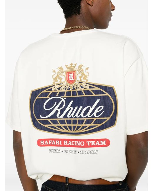 Rhude White Oversized Crew Neck T-Shirt for men