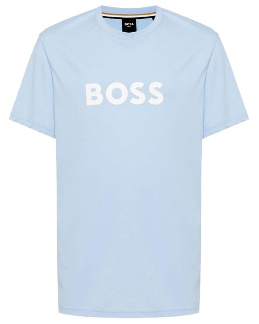 HUGO Blue Logo-print Cotton T-shirt for men