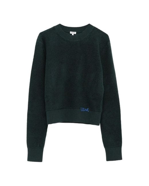 Loewe Black Logo-Embroidered Boucle Sweater