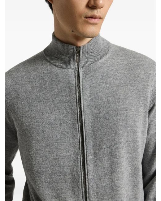 Peserico Gray Zip-Fastening Cardigan for men