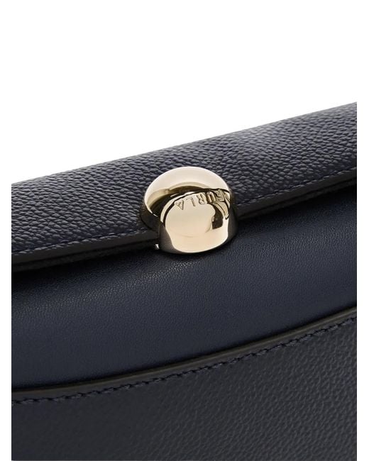 Furla Blue Mini Nicole Grained-Leather Boston Bag