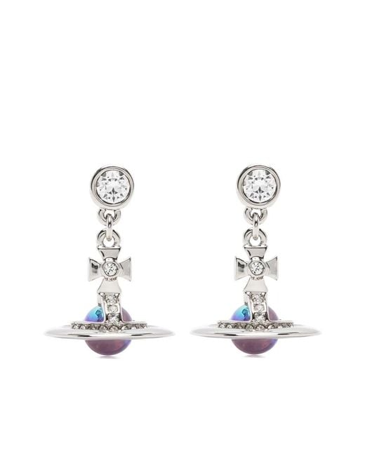 Vivienne Westwood New Petite Orb Drop Earrings in White | Lyst