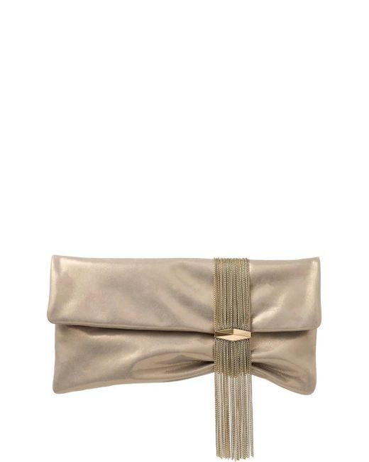 Jimmy Choo Natural Zandra Leather-Brass Clutch Bag