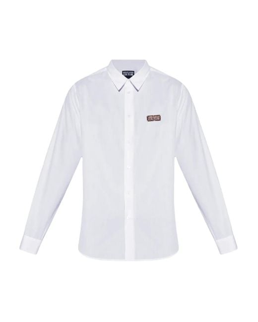 Versace Jeans Couture White Logo-Plaque Cotton Shirt for men