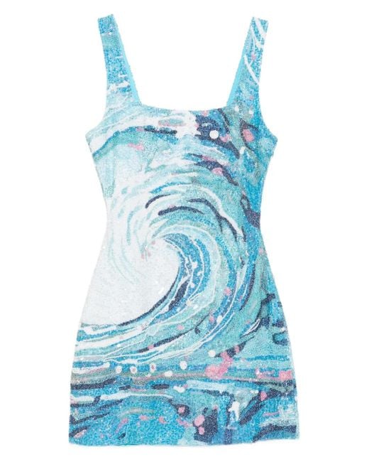 STAUD Le Sable Tidal-Wave Sequin Mini Dress in Blue | Lyst