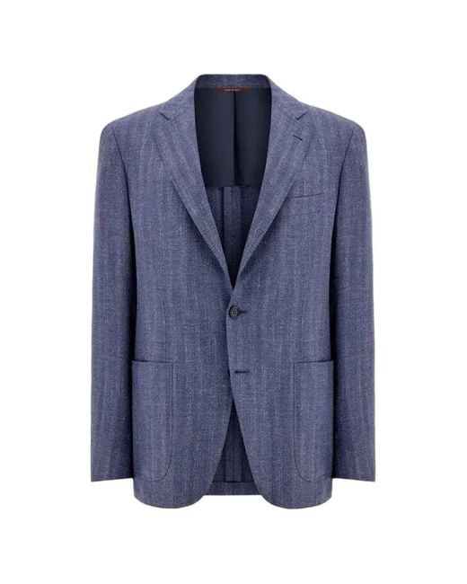 Canali Blue Single-Breasted Blazer for men