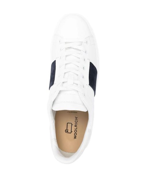 Woolrich White Leather Low-Top Sneakers for men