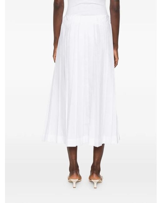 Xacus White Jupe Mi-Longue Plissée À Coupe Trapèze