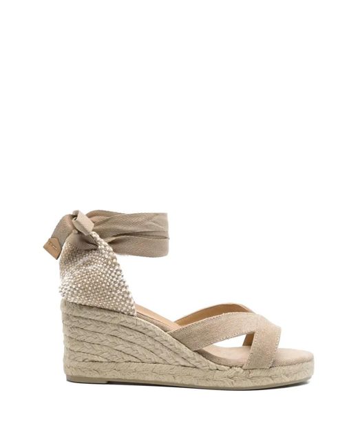 Castaner Natural Bailey Cross-Strap Beaded Espadrilles